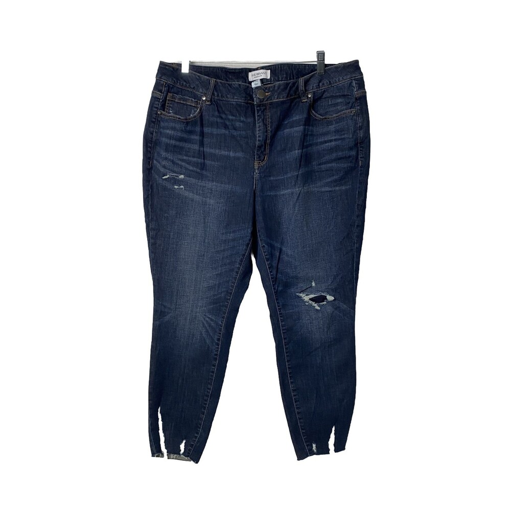 Lane Bryant Skinny Jeans Blue Womens Plus 22 Mid Rise Distressed Super Stretch
